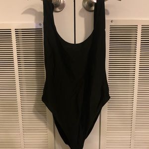 AERIE Black Scoop Back One-Piece Swimsuit
